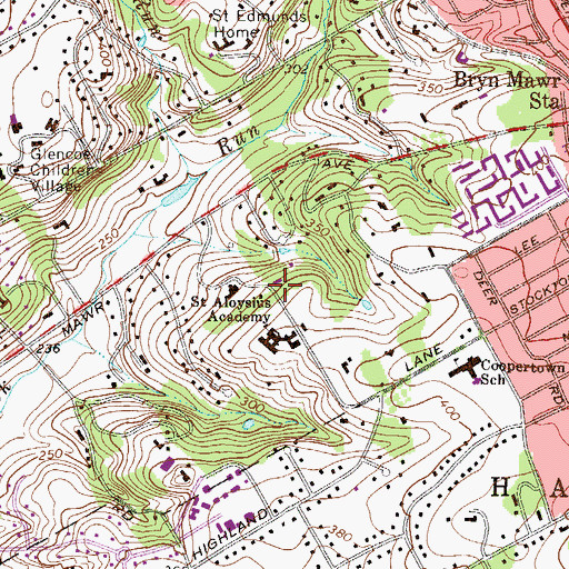 Topographic Map of Saint Aloysius Academy, PA