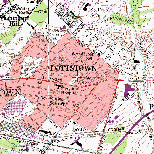 Topographic Map of Saint Aloysius Cemetery, PA