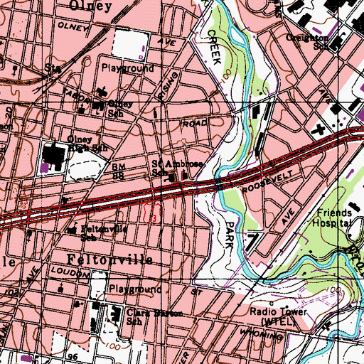 Topographic Map of Saint Ambrose School, PA