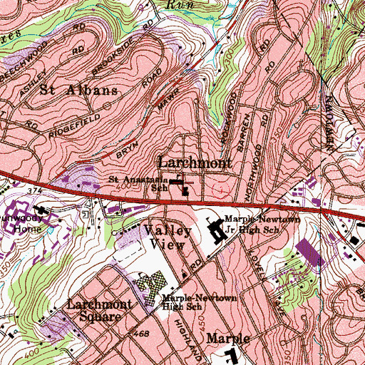 Topographic Map of Saint Anastasia School, PA