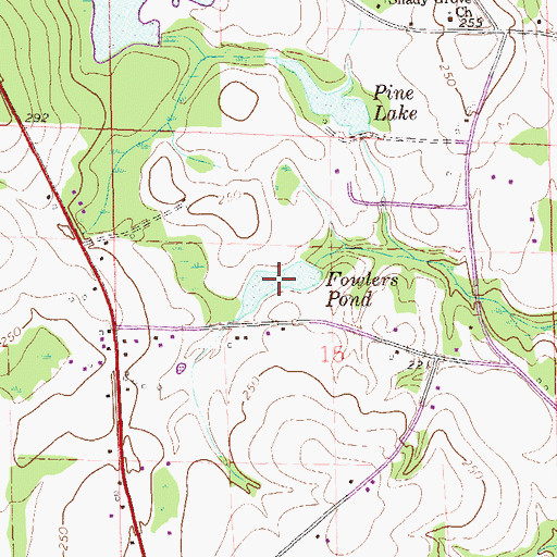 Topographic Map of Fowlers Pond, AL
