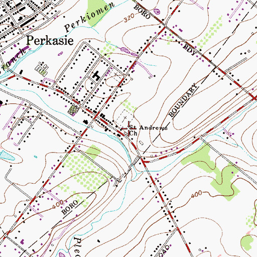 Topographic Map of Saint Andrews Church, PA