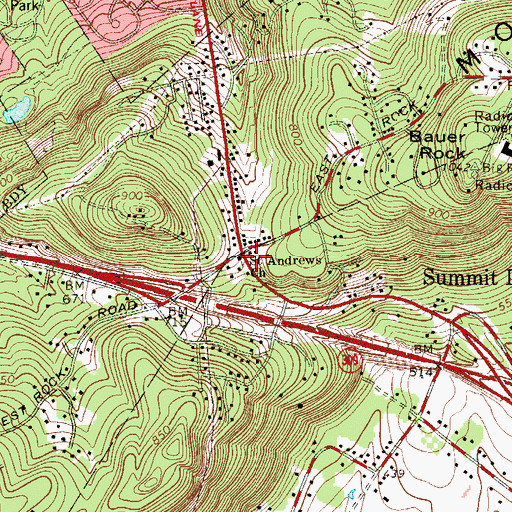 Topographic Map of Saint Andrews Church, PA