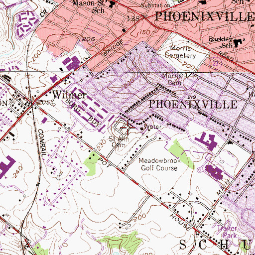 Topographic Map of Saint Ann Cemetery, PA
