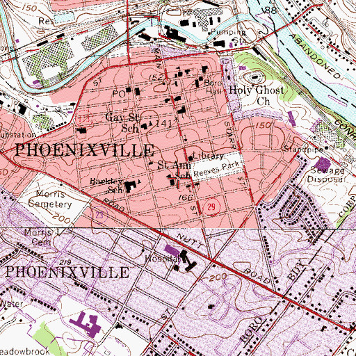 Topographic Map of Saint Ann School, PA