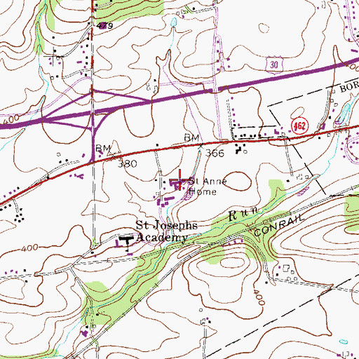Topographic Map of Saint Anne Home, PA