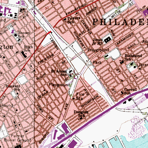 Topographic Map of Saint Annes School, PA