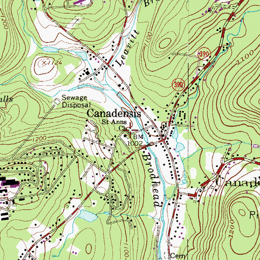 Topographic Map of Saint Anns Church, PA