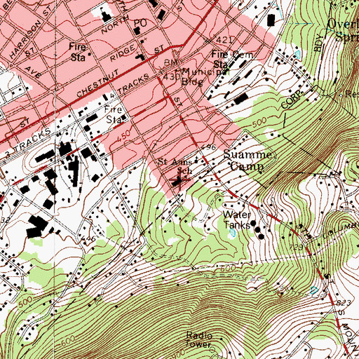 Topographic Map of Saint Anns School, PA