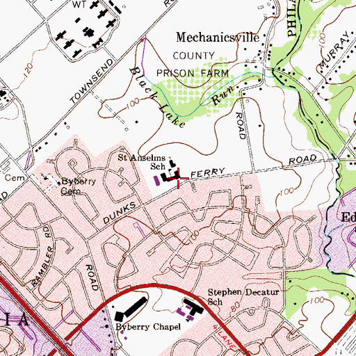 Topographic Map of Saint Anselms School, PA