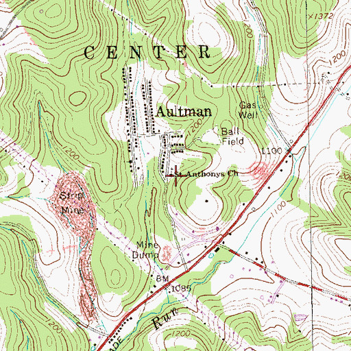 Topographic Map of Saint Anthonys Church, PA