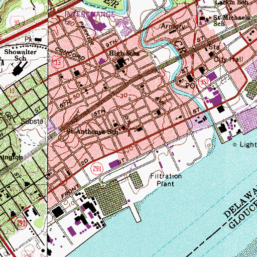 Topographic Map of Saint Anthonys School, PA
