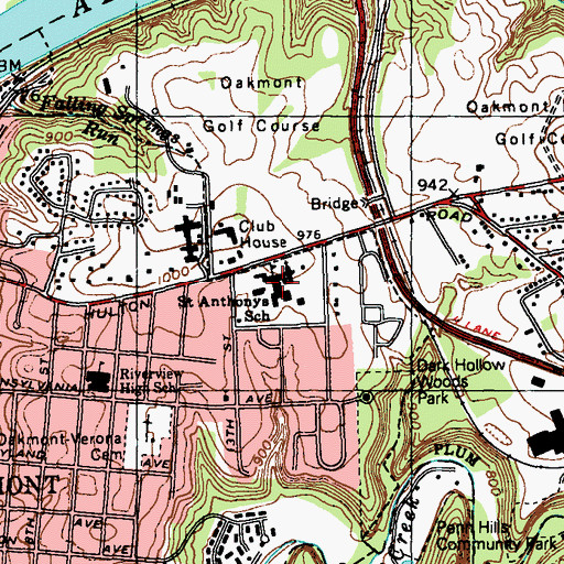 Topographic Map of Saint Anthonys School, PA