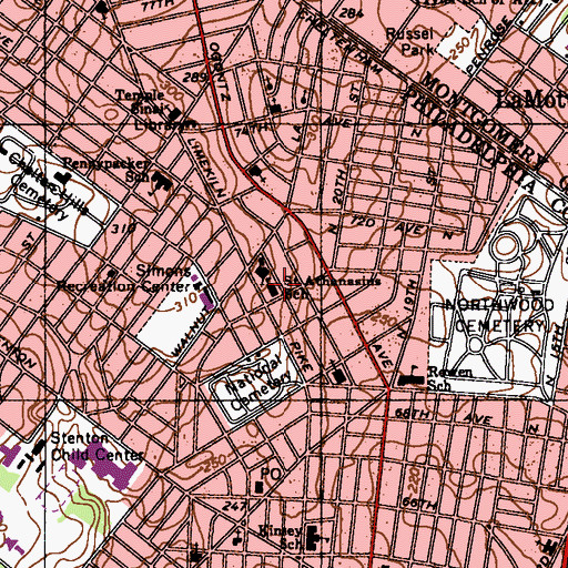 Topographic Map of Saint Athanasius School, PA