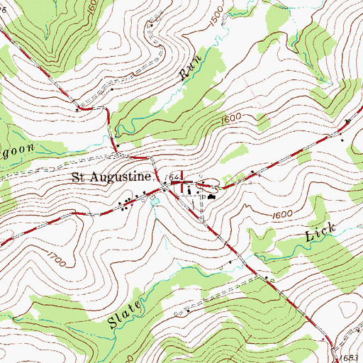 Topographic Map of Saint Augustine, PA