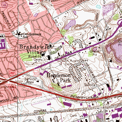 Topographic Map of Saint Augustine's Cemetery, PA