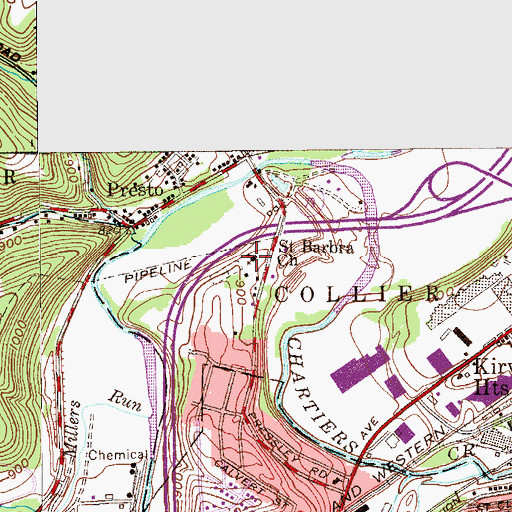 Topographic Map of Saint Barbara Church, PA