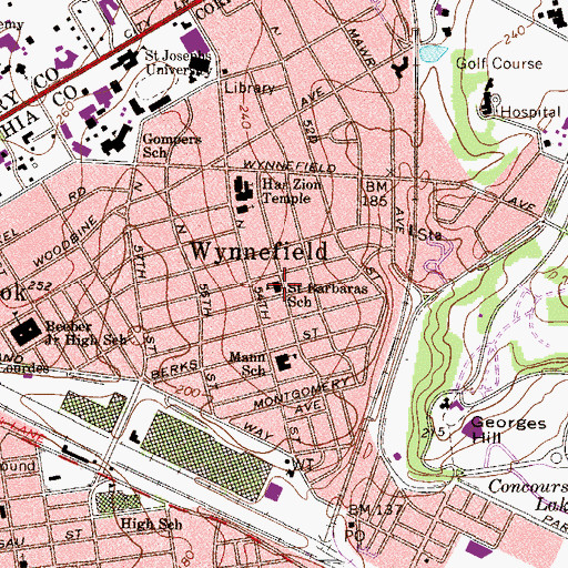 Topographic Map of Saint Barbaras School, PA