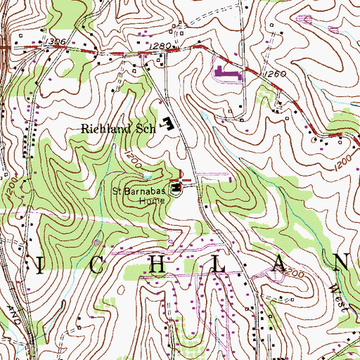 Topographic Map of Saint Barnabas Home, PA