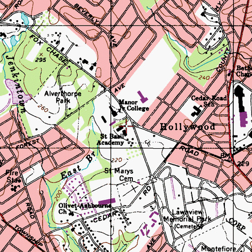 Topographic Map of Saint Basil Academy, PA
