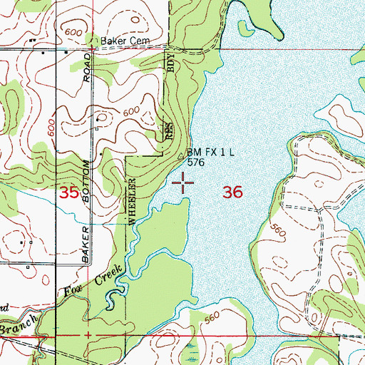 Topographic Map of Fox Creek, AL