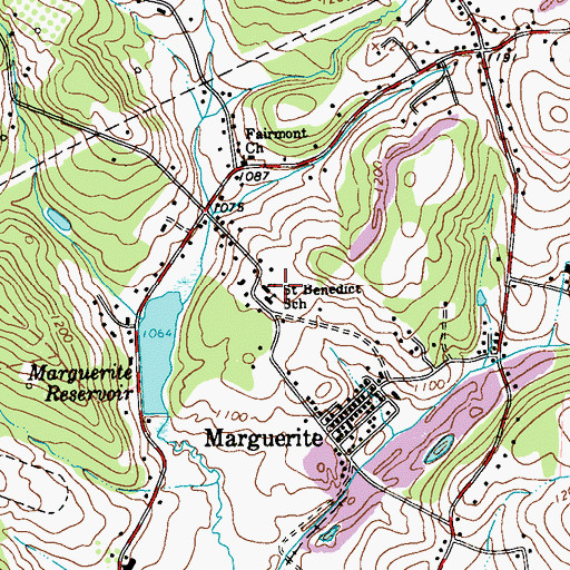 Topographic Map of Saint Benedict School, PA