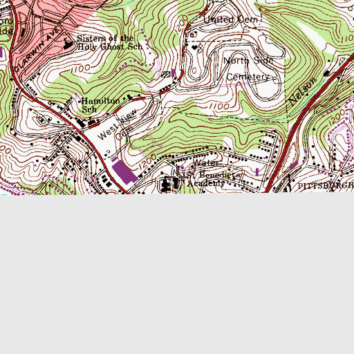 Topographic Map of Saint Benedicts Academy, PA