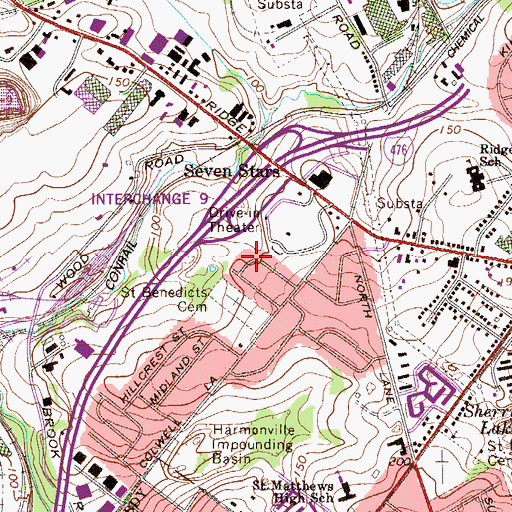 Topographic Map of Saint Benedicts Cemetery, PA