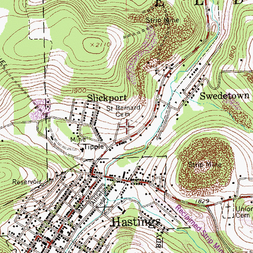 Topographic Map of Saint Bernard Cemetery, PA