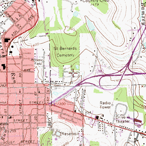 Topographic Map of Saint Bernards Cemetery, PA