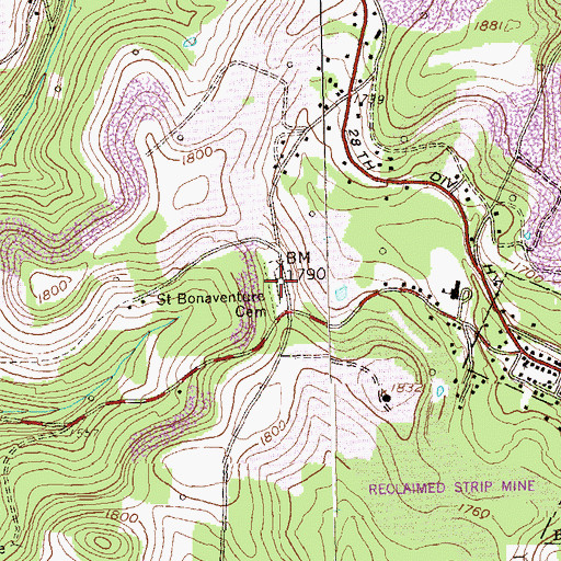 Topographic Map of Saint Bonaventure Cemetery, PA