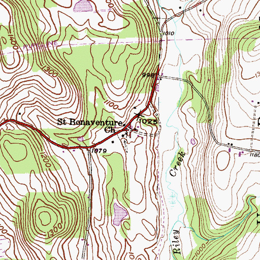 Topographic Map of Saint Bonaventure Church, PA