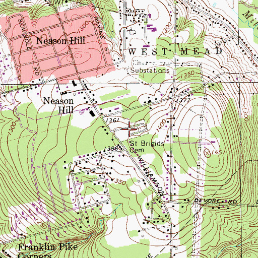 Topographic Map of Saint Brigid's Cemetery, PA