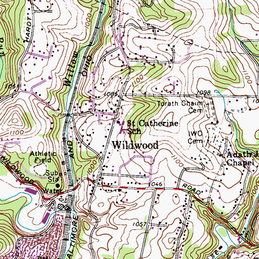 Topographic Map of Saint Catherine School, PA