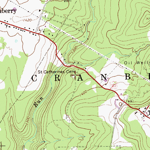 Topographic Map of Saint Catherines Cemetery, PA