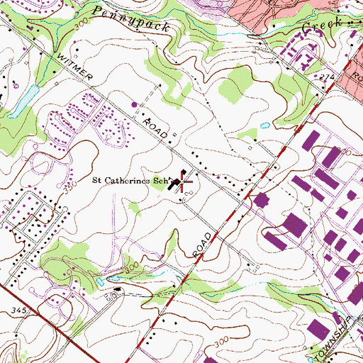 Topographic Map of Saint Catherine of Siena School, PA