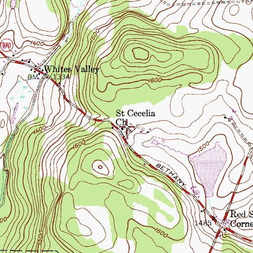Topographic Map of Saint Cecilia Church, PA