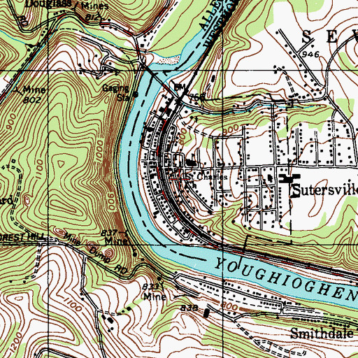 Topographic Map of Saint Charles Church, PA