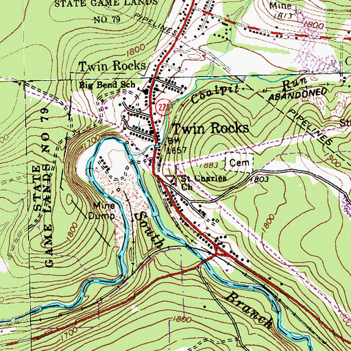 Topographic Map of Saint Charles Church, PA