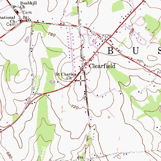 Topographic Map of Saint Charles Church, PA