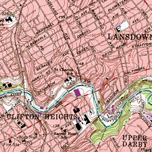 Topographic Map of Saint Charles School, PA