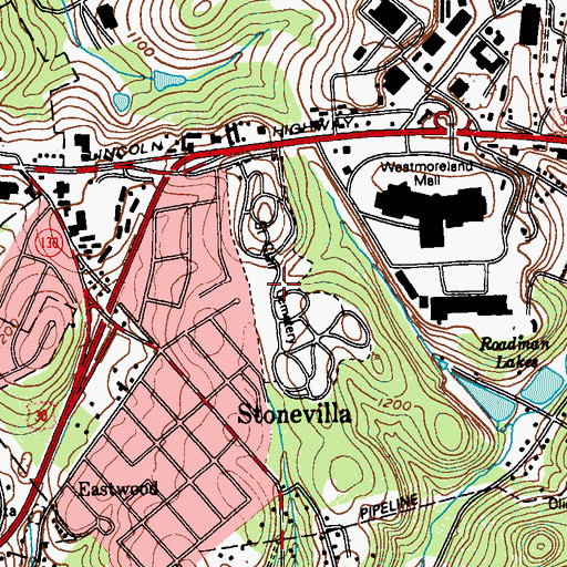 Topographic Map of Saint Clair Cemetery, PA