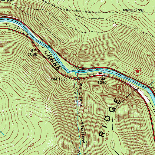 Topographic Map of Saint Clair Hollow, PA