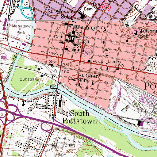 Topographic Map of Saint Clair School, PA