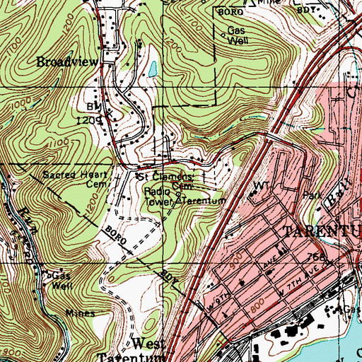 Topographic Map of Saint Clemens Cemetery, PA