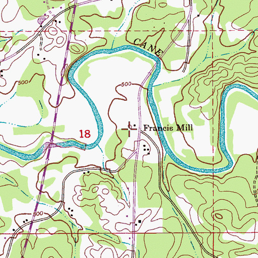 Topographic Map of Francis Mill, AL