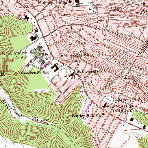 Topographic Map of Saint Clements School, PA