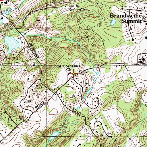 Topographic Map of Saint Cornelius Church, PA