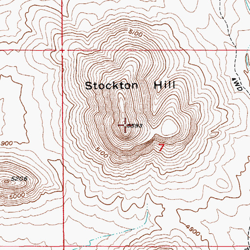 Topographic Map of Stockton Hill, AZ