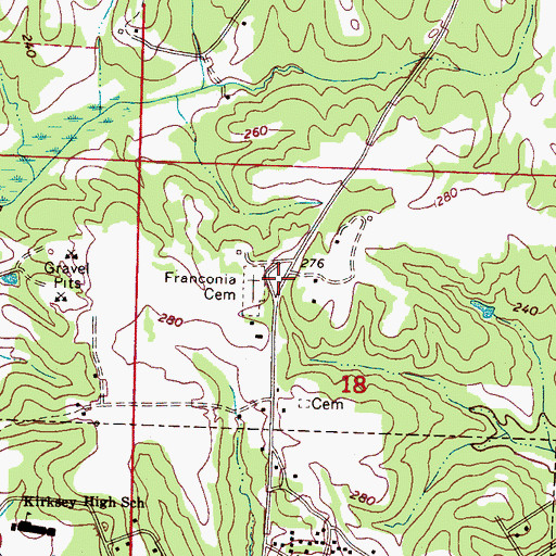 Topographic Map of Franconia Cemetery, AL